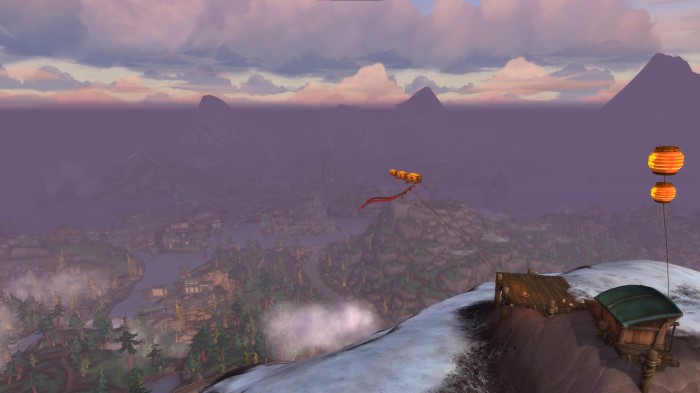 World of Warcraft Boralus landscape with lanterns and a kite