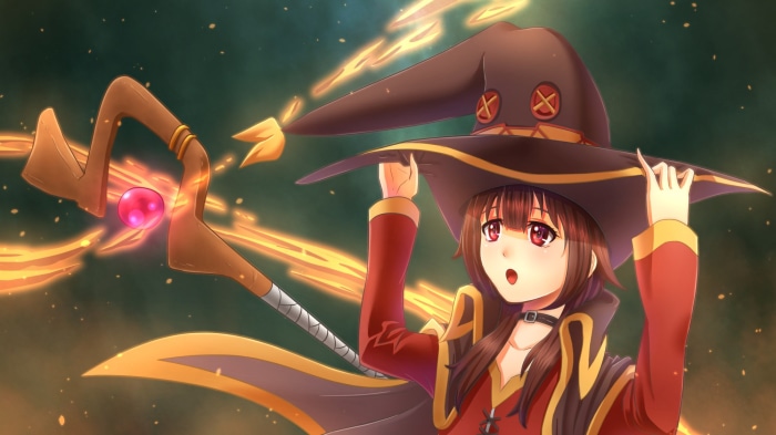 Megumin from KonoSuba casting a spell