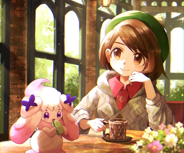 Gloria and Alcremie from Pokémon Sword and Shield