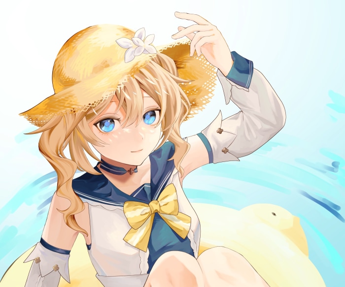 Barbara from Genshin Impact in a sailor outfit