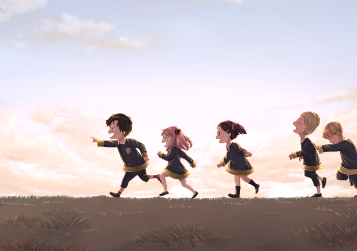 Anya Forger and friends from Spy X Family running