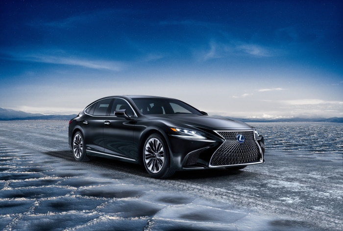 Black Lexus LS 4K on icy ground
