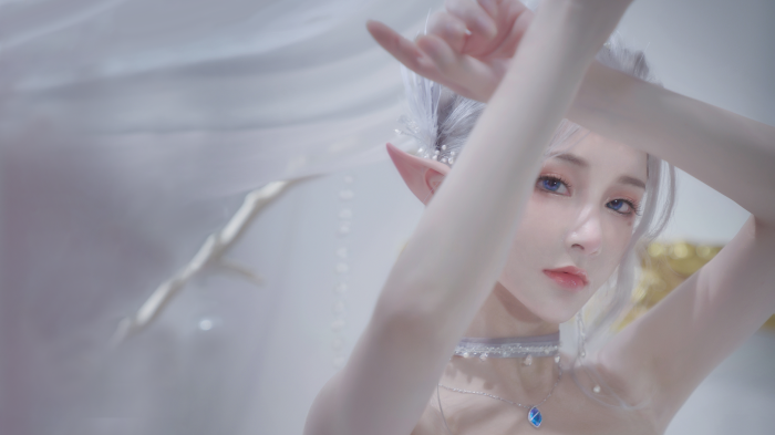 Fantasy Woman with Elf Ears and Blue Eyes