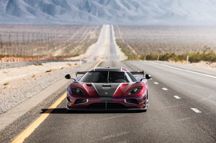 Koenigsegg Agera on a desert highway