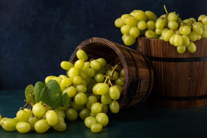 Grapes in Wooden Barrels 4K