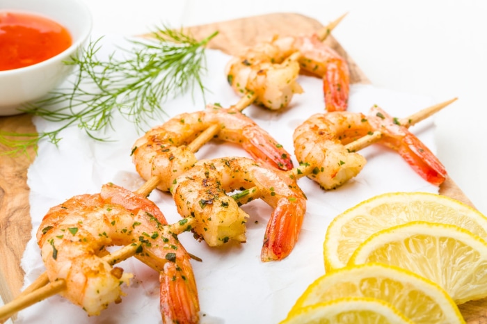 Shrimp Skewers with Lemon and Sauce