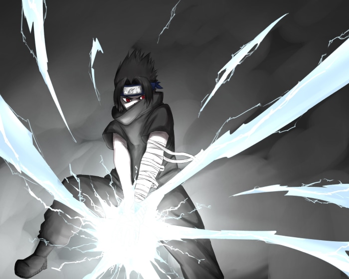 Sasuke Uchiha from Naruto using lightning