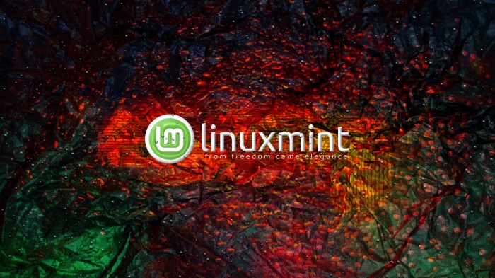 Linux Mint logo with abstract background