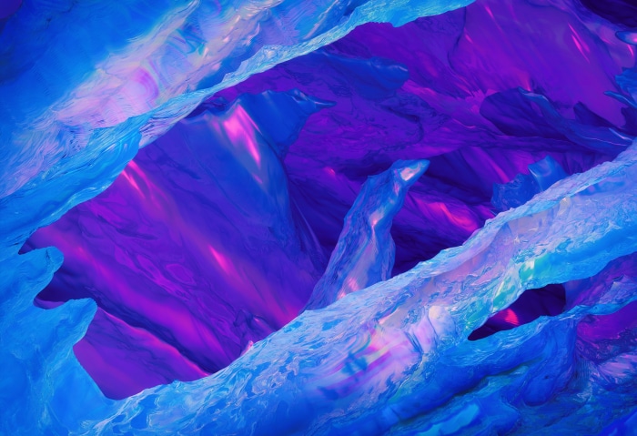 Abstract Blue and Purple Cave Formation