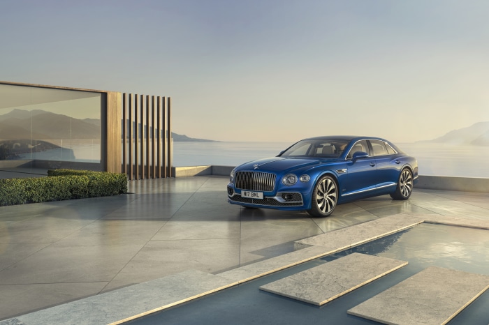 Bentley Flying Spur Azure on a modern terrace