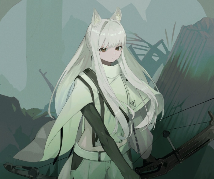 Platinum from Arknights with a bow