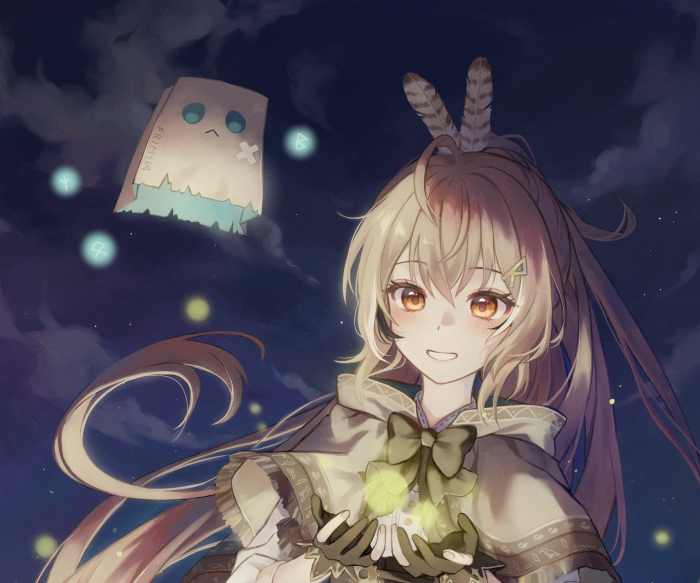 Nanashi Mumei from Hololive with a ghost