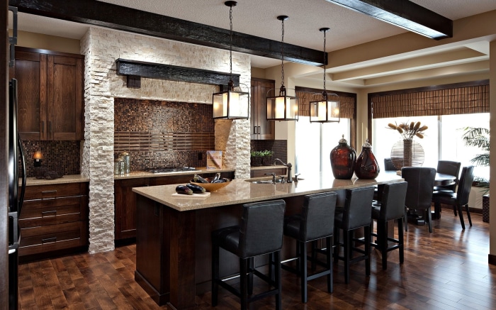Modern kitchen with island and dining area