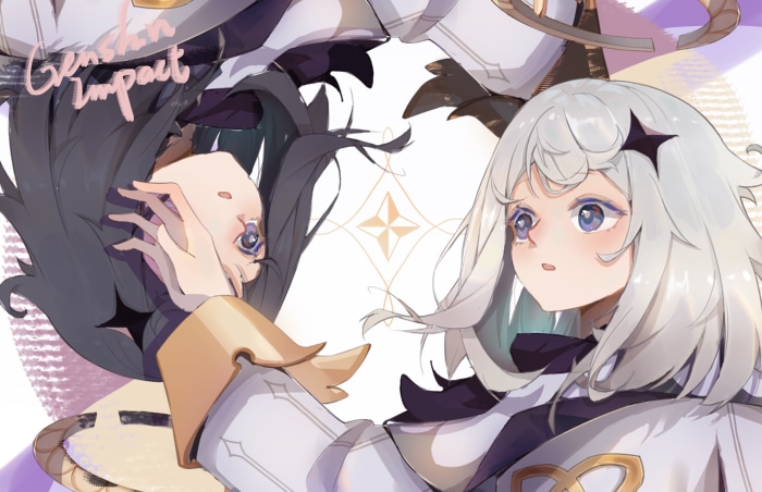 Paimon and Traveler from Genshin Impact