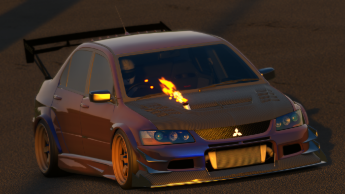 Mitsubishi Lancer Evolution IX with flames