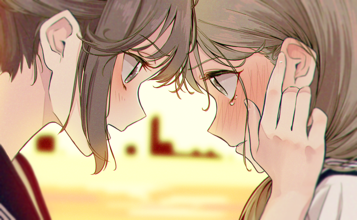Two girls looking at each other