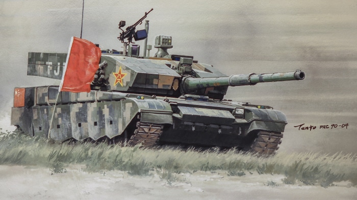 Chinese ZTZ-99 Tank with Red Flag