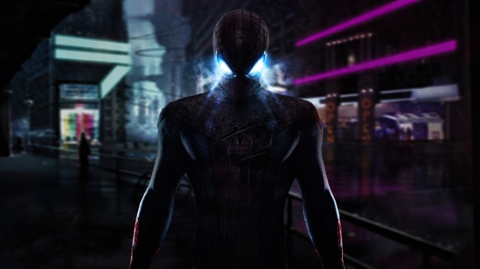 Spiderman from DeviantArt in a dark city