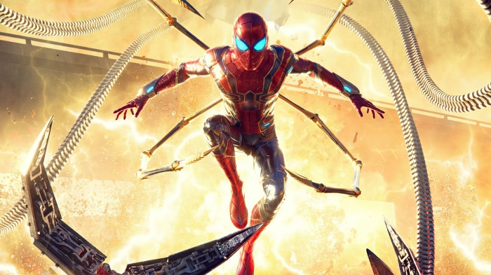 Spider-Man from Spider-Man: No Way Home with Doctor Octopus's tentacles