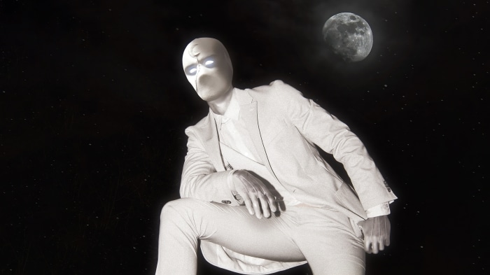 Moon Knight in a Suit with the Moon in the Background