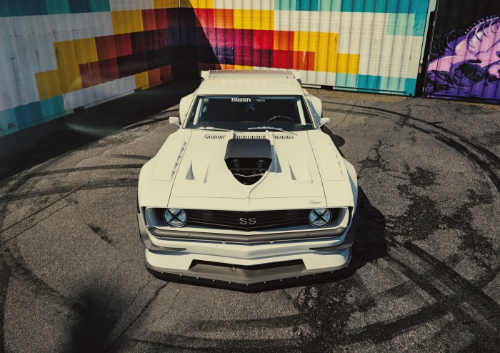 White Chevrolet Camaro SS with Custom Body Kit