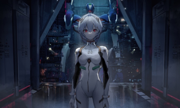 Rei Ayanami from Neon Genesis Evangelion with Eva Unit-01