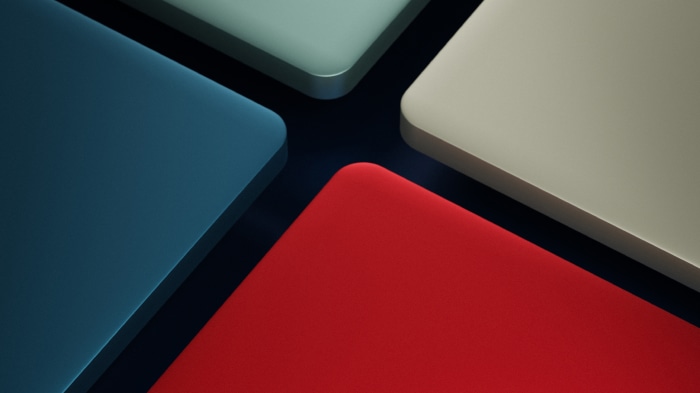 Abstract digital art with four colored shapes