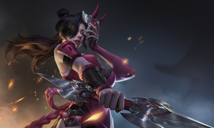 Anime girl with mask and sword