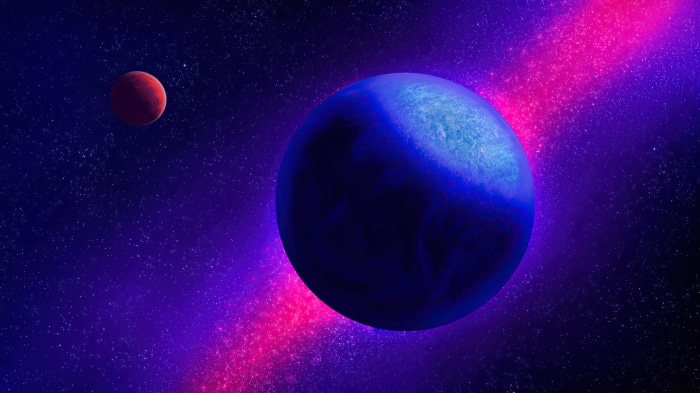Digital universe with planets and nebula