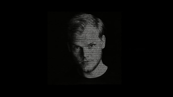 Avicii portrait made of text