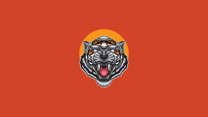 Minimalist Artwork of a Robotic Tiger Head