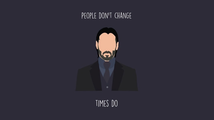 Minimalist artwork of John Wick with quote