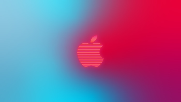 Apple logo on abstract gradient background 4K
