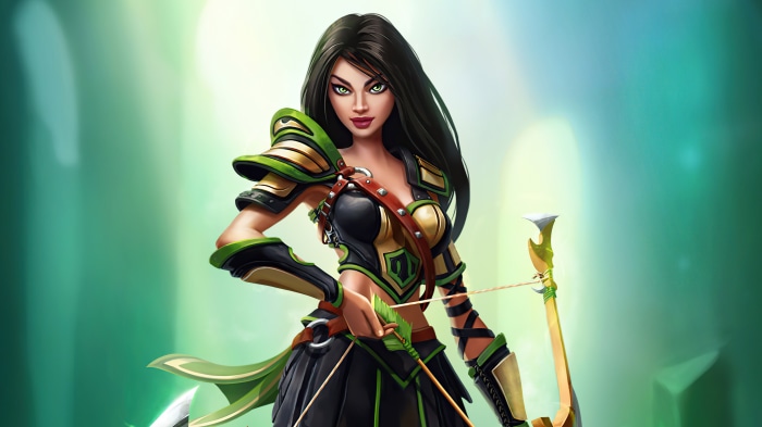 Archer with bow and arrow, digital art