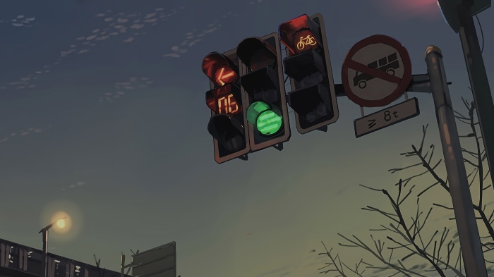 Traffic lights with bicycle and truck signs