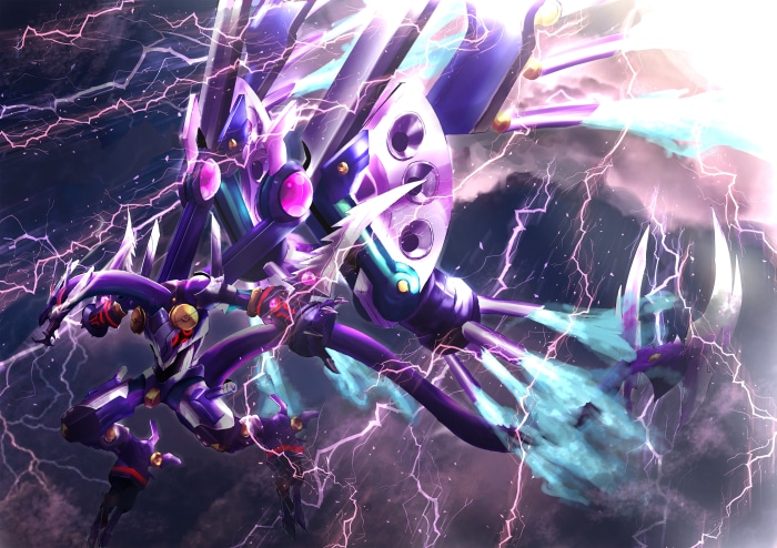 Anime robot dragon with lightning