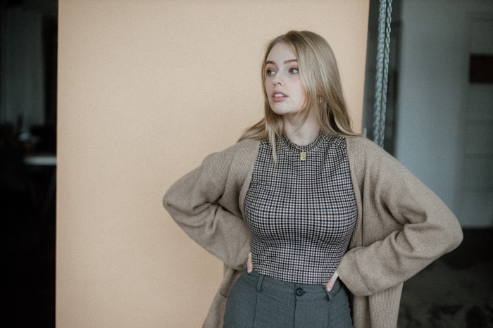 Blonde Model in Casual Outfit
