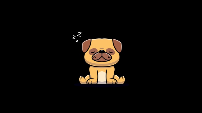 Minimalist Pug Dog Sleeping Artwork