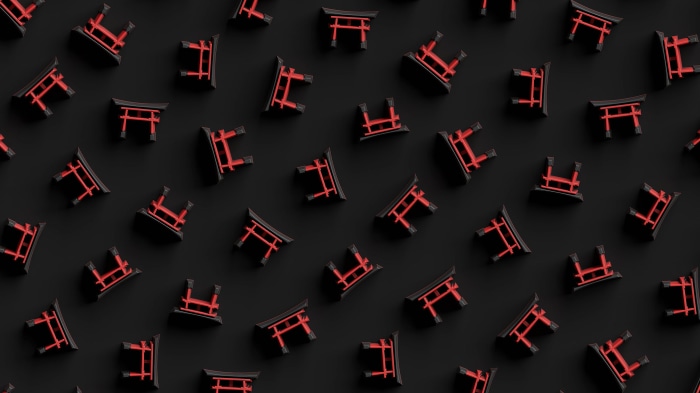 Red and black torii gates pattern 4K