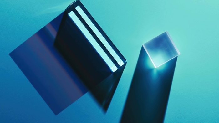Abstract digital art with prisms and shadows