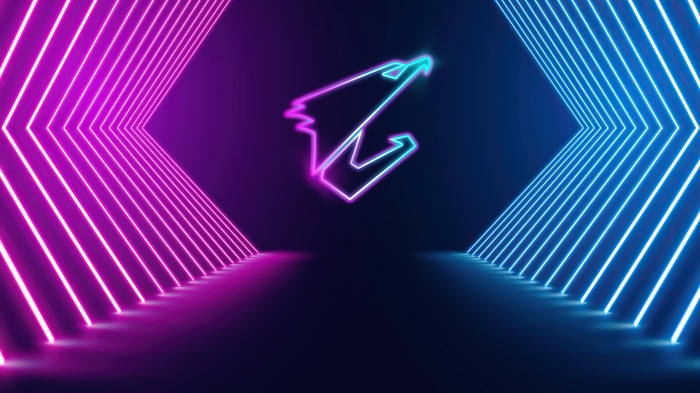Aorus logo with neon lights