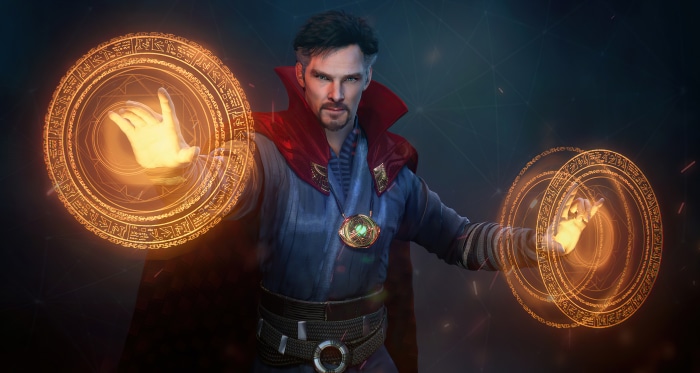 Doctor Strange casting spells with magical circles