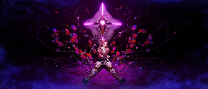 Girl with flowers and glowing cross in Overprime 4K