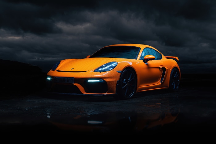 Orange Porsche Cayman GT4 4K