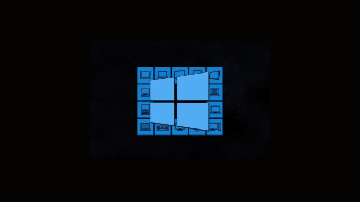 Windows 10 logo with computers