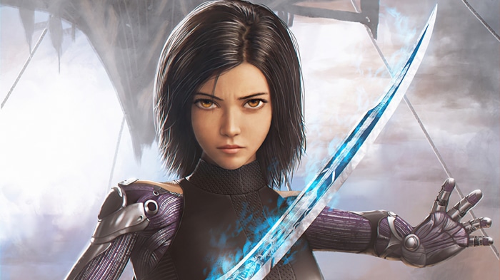 Alita from Alita: Battle Angel holding a sword
