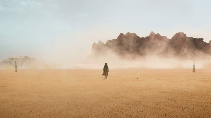 Boba Fett from The Book of Boba Fett in a desert