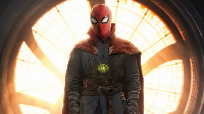 Spider-Man in Doctor Strange costume with Eye of Agamotto