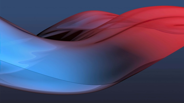 Abstract blue and red flowing shapes