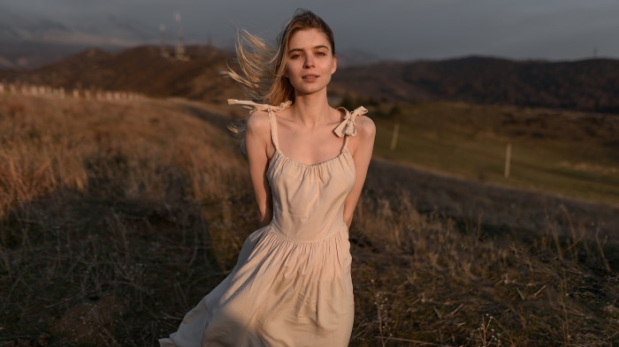 Portrait of a Woman Outdoors at Sunset